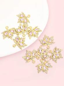 10pcs Colored Rhinestones Inlay Autumn Maple Leaf Charms Delicate Charming Clavicle Chain Necklace Earrings Keychain Hair Accessories DIY Sparkling Leaves Pendants - Perfect For Fall-Themed Party & Banquet, Great Decorations And Gift For Easter & Thanksgiving