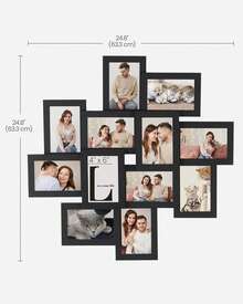 SONGMICS 4x6 Collage Picture Frames, 12-Pack Photo Collage Frame For Wall Decor, Glass Front, Assembly Required - màu đen - Xem 2
