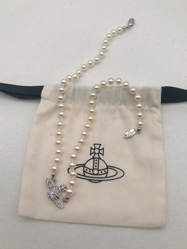 Vivienne Westwood Mini Bas Relief Pearl Choker | SHEIN USA