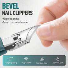 Nowość Profesjonalne obcinaczki do paznokci z fazowanymi końcami w kształcie orlego dzioba, 3 zestawy obcinaczy do paznokci z fazowanymi końcami i cążkami do skórek oraz pilnikiem, długi uchwyt, szerokie szczęki, antypoślizgowe, skośne obcinacze do paznokci, do grubych paznokci, dla seniorów i pielęgnacji wrastających paznokci, do użytku w domu/salonie, ergonomiczne i nierdzewne, narzędzia do paznokci, manicure i pedicure, dla mężczyzn i kobiet, prezenty dla rodziny, przyjaciół, kochanków, na powrót do szkoły, Halloween, Boże Narodzenie