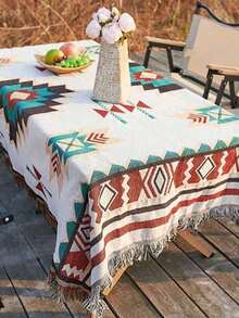 Portable Thick Picnic Blanket - Bohemian Style, Polyester Fabric, Machine Washable, Tear Resistant, Vibrant Geometric Patterns - Suitable For Outdoor Picnics, Camping, Beaches, And Indoor Decoration - Camping Blanket, Beach Towel, Waterproof Tent Mat, Warm Blanket, Picnic Mat, Camping Equipment, Home Decor Blanket