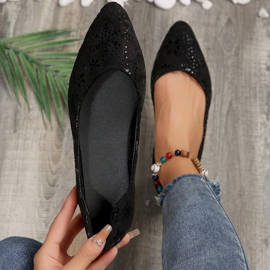 Neue Damen Große Größen bequeme minimalistische spitze Stoff Schnee Dekor Flache Slip-On Lässig Schuhe, modische Outdoor-Bekleidung für Herbst/Winter