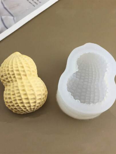 1 pièce Moule en silicone en forme d'arachide pour bougies parfumées faites maison, accessoire de décoration en plâtre en forme d'arachide