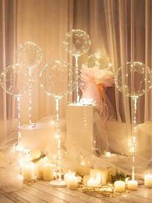 1/5/10 LED Glitter Bubble Balloons, Clear Glow Balloons For Birthday Decorations, Wedding Decorations, Anniversaries, Holiday Celebrations, Proposals, Parties, Graduation Summer Gifts Beach Back To School Supplies Room Decoration