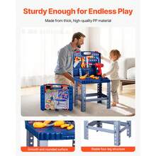 Kids Workbench, 56 Pcs, Kids Tool Bench With Realistic Tools And Electric Drill, Pretend Play Construction Workbench Toys For Toddlers, Toddler Work Bench Learning Gift For Boys & Girls Age 3+ - 彩色 - 查看 6