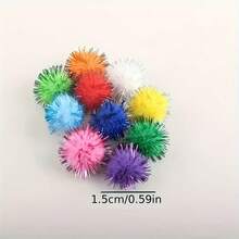 100 pièces/200 pièces Pompons pailletés colorés, pompons brillants, pompons moelleux de Noël, matériaux de décoration artisanale DIY