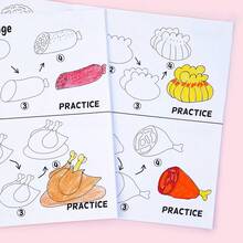繪畫教學書（24頁 48款設計），逐步式可愛食物與糖果繪圖指南，2026返校必備，聖誕襪禮物填充物——簡單繪圖教學書，繪畫啟蒙教學輔助，零基礎快速上手塗鴉，萬聖節生日派對回禮，長途旅行靜心小物，教室獎勵小禮物，趣味手工教育，非電子螢幕居家娛樂，幼兒專注力訓練 - 彩色 - 查看 4