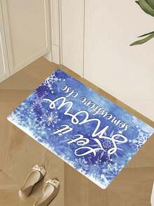 1 Stück Premium Flanell Weihnachts-Schneeflocken-Muster Fußmatte, kleine Matte, 650g/㎡ Dichte, hautfreundlich, pillingfrei, pflegeleicht, maschinenwaschbar, geruchlos, geeignet für Heimdekoration, Raumdekoration, kleine Matte, Wohnzimmerteppich
