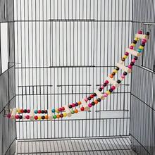 1 Vivid Parrot Climbing Ladder Toy - Soft Wooden Birdcage Accessory With Colorful Beads, Multiple Lengths, Multi-Level Cognitive Skills And Games, Suitable For All Birds, Randomly Colored Beads, Bird Toys | Fun Design | Durable Wooden Ladder