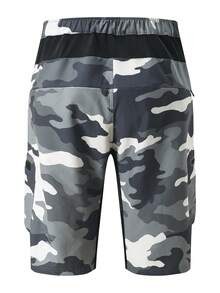 HISERWA Camouflage Mountainbike Shorts mit Mehrfachtaschen, atmungsaktiv, weite Passform für MTB-Rennen, Offroad-Radfahren, wasserdichte Outdoor-Sportshorts