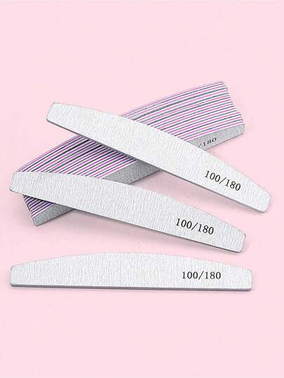 5/15/25pcs Nail Files, 100/180 Grit Nail Files And Buffing Blocks, Professional Double-Sided Sandpaper Manicure Tools, Suitable For Acrylic Nails