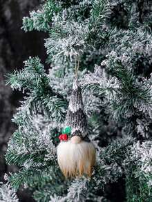 1pc Christmas Light Pendant Glowing Dwarf Doll Holiday Table Centerpieces Xmas Gnome Decoration Adorable Doll Pendant Elder Small Hanger Acrylic Household