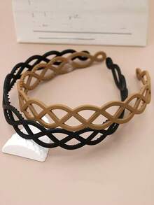 2件装女士哑光树脂带齿发箍，镂空防滑宽檐发圈，多功能奢华优雅洗脸发夹 - 彩色 - 查看 8