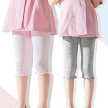 4 Pairs Summer Girls/Kids/Infants Ruffle Edge Capri Leggings, White/Gray/Black/Pink Solid Colors, Thin 3/4 Length Pants, Casual Cute Fashion, Soft & Comfortable Bottoms, Suitable For Daily Wear, Can Be Paired With Tops Or Skirts