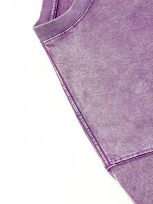 Retro Washed T-Shirt Double Sided Printed (230 Pure Cotton T-Shirt) 'JESUS THE ULTIMATE DEADLIFTER'  Letter Print, Christian Gift, Men's T-Shirt, Men's Casual, Comfortable, Fashionable T-Shirt, Street Style Cotton - 紫丁香色 - 查看 5