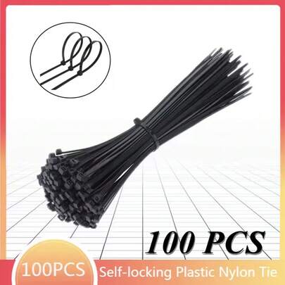 100 条/10 条重型多尺寸（6/8/12 英寸）尼龙扎带，50 磅抗拉强度自锁式黑色/白色扎带，适用于室内和室外使用、电缆管理、办公桌整理和多用途紧固