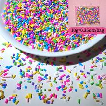 10g/0.35oz Bolsa de Glitter de arcilla polimérica de resina, rociador corto pequeño para manualidades DIY, decoración de estuches de teléfono, elaboración de joyas, mezcla de slime, chispas pastel, rellenos de medias, slume - Multicolor - Ver 8