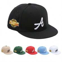 Unisex A Letter Printed Flat Top Baseball Cap, Suitable For Sports - A - View 1