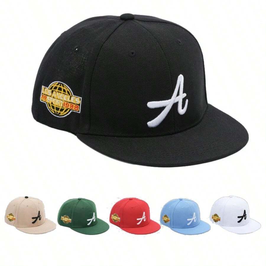 Unisex A Letter Printed Flat Top Baseball Cap, Suitable For Sports - A - View 1