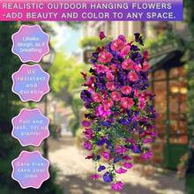 2pcs-Rayon Morning Glory With Eucalyptus Leaves, UV Resistant Realistic Hanging Flowers, Artificial Fake Flower Plants For Outdoor Spring And Summer Decoration, Artificial Hanging Flowers For Weddings, Homes, Offices, Gardens, Birthdays, Anniversaries, Festivals, Graduation Decorations, Thanksgiving Decorations, Halloween Decorations, Autumn Decorations, Harvest Festival Decorations, Room Decorations, Bedroom Decorations