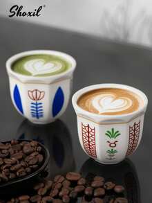 shoxil 1pc Middle Eastern Style Ceramic Coffee Cup - Elegant Espresso Mug & Tea Cup, Ideal For Bedroom Nooks, Living Room Gatherings, Afternoon Tea Sessions & Festive Gifting, Use During Ramadan - Cup - View 2