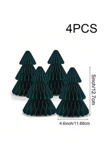 4/6pcs Decorative Folding Paper Christmas Trees, 5inch/6inch/7inch Honeycomb Paper Tabletop Ornaments For Christmas Party, Birthday Party, New Year And Other Occasions