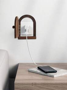 1 pieza Cubierta creativa de madera maciza para toma de corriente - Decoración de pared, protector de puerta del porche, cubierta protectora contra el polvo para toma de corriente - Sin necesidad de electricidad