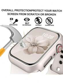 Protector de pantalla de vidrio templado + Carcasa rígida de PC compatible con Apple Watch Ultra/Series 10/9/8/7/SE - Todos los tamaños 38/40/41/42/44/45/49mm - Protección completa resistente a los arañazos