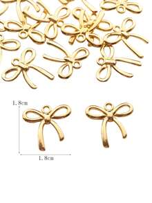 20 件复古锌合金电镀蝴蝶结吊坠、DIY 项链、耳环、钥匙扣、珠宝配件 - 金黃色 - 查看 3