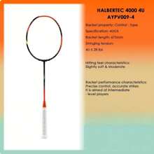LI-NING HALBERTEC 4000 (4U) Series Badminton Racquet – High-Elastic Carbon Fiber Shaft, Weight 80-85 Grams, Maximum String Tension: 28 Lbs, Model AYPV009
