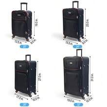 4-Piece Softside Spinner Luggage Set – Lightweight Travel Bags With 360° Wheels, Multiple Pockets & Telescopic Handles – Black, Red, Or Dark Grey - 黑色 - 查看 5