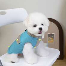 25 قطعة ملابس قطنية للحيوانات الأليفة مطبوع عليها حروف ثلاثية الألوان، معطف كلب مبطن بالأزهار السميك، ملابس كلاب صغيرة، سترة مبطنة جديدة للخريف/الشتاء، سترة بطراز بريطاني - أخضر - مشاهدة 7