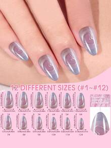 120 uñas postizas de estilo francés con efecto de ojo de gato, forma almendrada, diseño de ojo de gato con corazón, elemento de corazón, incluye gel de gelatina, lima de uñas, uñas removibles de cobertura completa y brillo, adecuadas para verano, uso diario, fiestas, vacaciones, gran regalo para mujeres y niñas