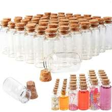 30/20/15 Pcs Beautiful Mini Clear Glass Bottles With Cork Stoppers,Spice Message Vials, DIY Wishing Bottles, Small Empty Drifting Jars,Mini Containers,For Drifting, Wishing, Candy Storage, Crystal & Gravel Decoration, Round Glass Vials, For Birthday,Wedding Party,Home Decoration Favors,Art Crafts, Wedding Party Favors, Home Decor