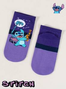 1/5 Pairs, Unisex, Stitch/ Cartoon Pattern Socks, Women's Ankle Socks, Women's Socks, Couple Socks, Children's Large Size Socks, Soft Breathable Anti-Slip Ankle Socks, Cool Cartoon Pattern Short Socks, Soft Comfortable, Cute Casual Style