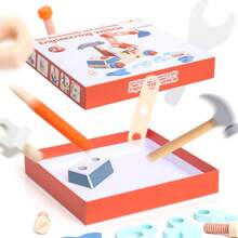 Juego de herramientas de juguete educativo para niños con caja de herramientas de madera y juguetes de tornillos, aprobado por CPC CE EN71 - Multicolor - Ver 5