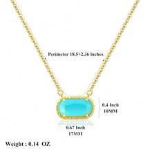 Birthstone Necklace For Women 14k Gold Plated Preppy Oval Stone Necklaces   Pendant Necklaces Birthday Gifts For Women Mom Wife Friends-307968 - 三月-海藍寶石 - 查看 5