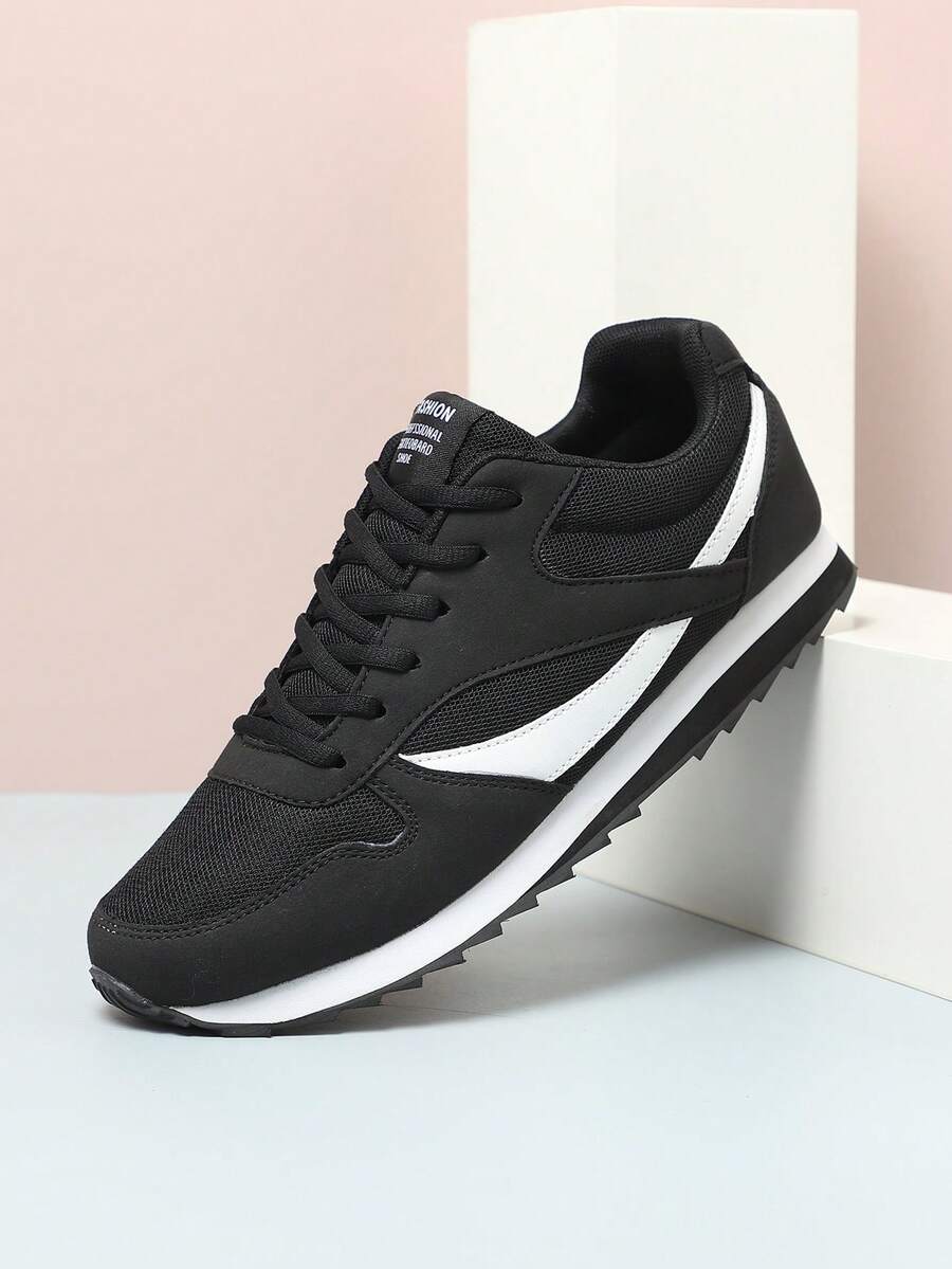 Zapatillas casuales para hombres, zapatos para exteriores, zapatos para correr, zapatos de malla, zapatillas chunky, mocasines, zapatos de pareja, zapatos de trabajo, zapatos de fiesta, talla grande, negro - Blanco y Negro - Ver 1