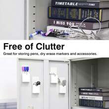 1pc Magnetic Dry Erase Whiteboard Marker Storage Rack, Adjustable Compartment Magnetic Pen Box, Writing Board Chalk Storage Box, Locker Storage Device, Suitable For Whiteboard, Refrigerator, Remote Control Rack, Office, Home, Kitchen, School, Magnetic Cup, Blackboard Storage Pen Holder, Multiple Types, Multi-Color Options