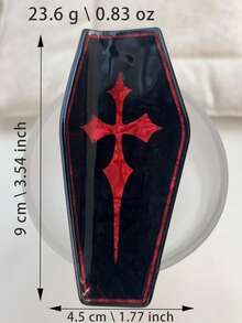 1个红黑哥特式巫师剑印花发爪夹 - 大号多爪夹，图案配饰，适用于服装和角色扮演发饰，秋季配饰，秋季发夹，冬季配饰，度假装扮，女士花朵发夹，夏季装扮 - 彩色 - 查看 4