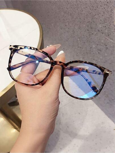 1 Piece Round Retro Leopard Color Ladies Glasses, Eyeglasses Women, Fake Glasses Women, Clear Glasses, Phone Accessories, PC Material Lightweight And Comfortable, Y2K Style, Back To School, Suitable For Daily Leisure Wear, Office Commuting, Mobile Phone, Computer, Gaming.