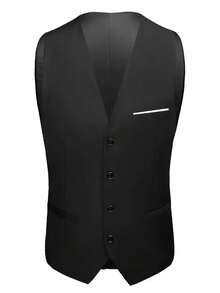 Men Suits Set Business Casual Blazer Pants Vest 3 Piece Wedding Groom Tuxedo Formal Office Outfit Slim Fit Classic Style Best Selling Men Suits For Wedding Groom Business Casual 3 Piece Set Slim Fit Blazer Pants Vest Formal Office Outfit Stylish Design Trajes Para Hombres Elegantes - màu đen - Xem 5