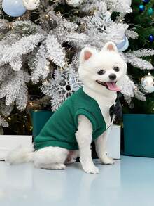 Party & Banquet Pet Dog/Cat Thermal Lined Short Sleeve Sweatshirt With Bow Tie Decor, Suitable For Small Dogs, Christmas, Christmas Decorations