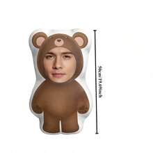 Personalized Dual-Sided Teddy Bear Pillow - Custom Photo Insert, Soft White Toy & Cushion, Easy-Clean Unique Gift For Friends, Family, Father's Day, Mother's Day, Novelty Cushion | Custom Teddy Bear | Customizable Decor, Stuffed Animals,Machine Washable, Digital Printing