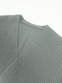 1 chiếc áo khoác cardigan dệt kim tay dài dáng rộng màu trơn dành cho nữ, thích hợp cho mùa thu/đông. - Màu xanh Ô liu - Xem 11