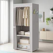 1 件节省空间的衣柜带防尘罩 - 大容量、多色、易于组装的衣物收纳架，适用于卧室和客厅装饰 - 彩色 - 查看 10