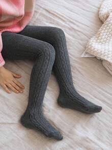 1 件女童白色和灰色亚麻图案连裤袜，抗起球防滑连裤袜，适合秋冬季日常使用 - 彩色 - 查看 14