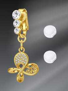 CIZME 1 件可爱不锈钢蝴蝶假肚脐环，适合女性日常装饰，不穿孔肚脐环夹在肚脐上，悬挂假肚脐环，肚脐环袖口假穿孔肚脐环首饰