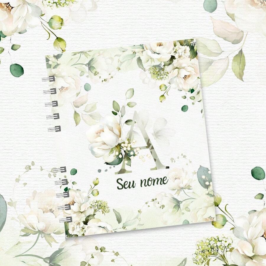 Personalized A5 Floral Notebook With Initial And Name - A - Ver 1