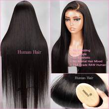 Peruca de renda frontal de 28 polegadas, 13x6, cabelo humano pré-arrancado, cabelo liso, peruca de renda frontal, peruca de renda frontal de densidade 150, peruca para mulheres